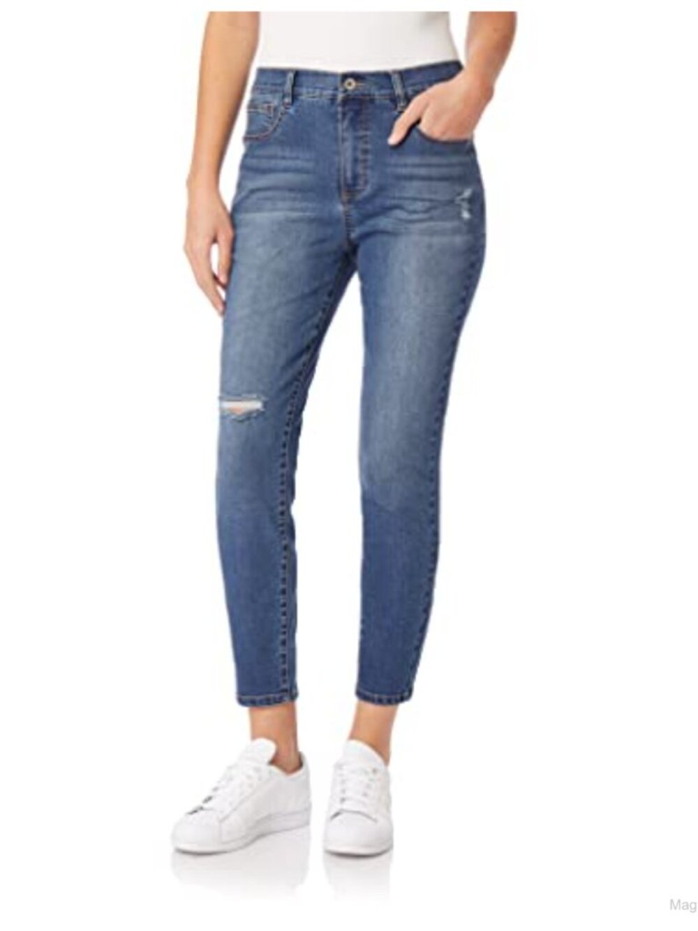 High Rise Skinny Ankle Jeans Stretch Denim Curvy Fit Distressed